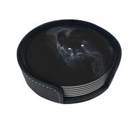 Set di sottobicchieri rotondi con stampa di pantera con occhi azzurri (confezione da 6), proteggono i tavoli, adatti per tavolini da caffè o come regalo