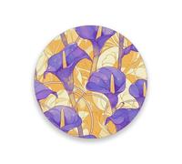 Set di sottobicchieri rotondi in ceramica chic, viola, calle, giglio, sfondo giallo, vintage, rotondi, antiscivolo, decorativi, estetici, con retro in sughero