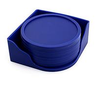Set di sottobicchieri rotondi in gomma di silicone, antiscivolo, anti-scottatura, per casa/bar, caffè, tè, bevande, isolano e proteggono mobili, tazze da caffè, bottiglie di vetro (blu scuro, 8)