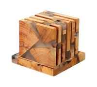 Set di sottobosco per bevande in legno - montagne da tavolo in resina da 6 pezzi con supporto | Sottotratti multifunzionali per uso domestico o aziendale, un set d