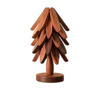 Set di sottopentola e sottobicchieri in legno a forma di albero di Natale, resistenti al calore, per pentole e caldi, decorazione da tavolo da cucina, 5 sottopentola in legno + 1 supporto per