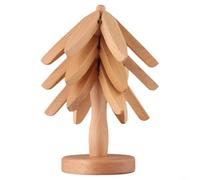 Set di sottopentola in legno, pieghevoli, resistenti al calore, per piatti caldi, sottobicchieri decorativi da cucina per tazze, ciotole, padelle, protezioni salvaspazio per la tavola (A)