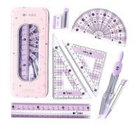 Set di sovrani, set di geometria (7 pcs) Clear Scale Ruler Matematica completa Include sovrani, gomma, per l'apprendimento, il disegno