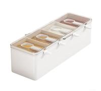 Set di spargispezie refrigerato con scomparto per ghiaccio, 5 scomparti, per picnic e barbecue, contenitore per ingredienti in plastica, 26 x 8 x 8 cm (bianco)