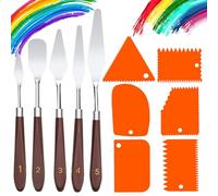 Set Di Spatola Per Pittura, 5 Pcs Spatole Per Pittura Ad Olio, Acciaio Inox Spatole Per Pittura, con 6 Pcs Raschietti In Plastica, Spatola Coltello, Per Pittura A Olio, Acquerello, Pittura Di Roccia