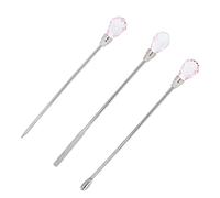 Set di Spatola Spatola a Bordo per Nail Art 3 Pezzi Professionali - Strumenti di Miscelazione in Acciaio Inossidabile per Smalto, Glitter e Decorazioni Fai -da te, Rosso Rosa (PINK)