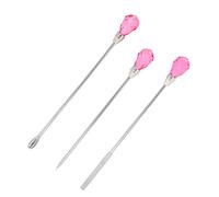 Set di Spatola Spatola a Bordo per Nail Art 3 Pezzi Professionali - Strumenti di Miscelazione in Acciaio Inossidabile per Smalto, Glitter e Decorazioni Fai -da te, Rosso Rosa (Rosa rossa)