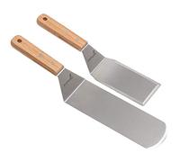 Set di spatole in metallo, spatole per griglia, spatole teppanyaki, raschietto per piastra e paletta per pancake o hamburger, utensile in acciaio inox, ideale per barbecue e grill con parte superiore