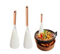 Set di spatole in silicone - 2 pezzi con manico in legno | Pala antiaderente | Per casa, barbecue, frittelle, arrosti, cuocere, cucinare, servire e mescolare