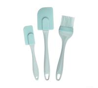 Set di spatole non in silicone con anello per appenderlo, raschietto in gomma resistente al calore e spazzola per olio, per cucina, cottura al forno e uso esterno, blu
