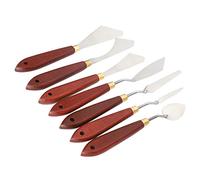 Set di Spatole per Artisti, Raschietti per Miscelazione in Acciaio Inossidabile, 7 Pezzi, per Pittura a Olio, Miscela Acrilica, Manico Rosso-marrone, per Studenti D'arte