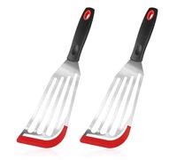 Set di Spatole per Pesce, 2pz Spatola per Pesce con Punta in Silicone Spatola Antiaderente Resistente al Calore Set Spatole Acciaio Inox Cucina per Pesce Uova Pancake Frittata