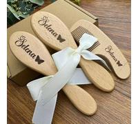 Set Di Spazzola E Pettine In Legno Per Neonati E Bambini Piccoli, Spazzola/pettine Personalizzato Con Il Nome Del Bambino, Previene La Crosta Lattea