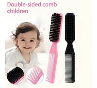 Set di spazzole a doppia faccia, adatto per bambini, spazzola per capelli e pettine fine, adatto per acconciare i capelli dei bambini a casa 2 pezzi (nero + rosa),1 pezzo di spazzola per lo styling bl