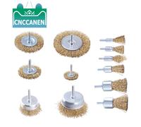 Set di spazzole a tazza in acciaio con ruota in filo di acciaio rivestito in rame 6 pezzi/9 pezzi/12 pezzi Kit di spazzole elettriche a filo per utensile rotante Dremel per trapano