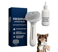Set di spazzole a vapore 3 in 1 per cani e gatti, spazzola per doccia con pelliccia fresca + soluzione per il bagno, strumento per la toelettatura per capelli lunghi e corti, rimuove i peli sciolti e