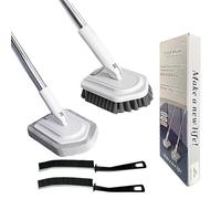 Set di spazzole da 120 cm estensibili con 2 testine, 2 spazzole per fessure, 2 ganci da parete, strumento per la pulizia di pavimenti e piastrelle, pareti, doccia e angoli