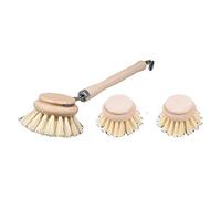 Set di spazzole di risciacquo in legno, testa piccola 5,3 cm, lunghezza 24 + 2 testine di ricambio per sostituzione, setole in vera fibra resistente al calore, robusto set di spazzole in faggio, per