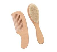 Set di spazzole e pettini per neonati, con setole in pelo di capra naturale e in legno, con morbide setole di capra