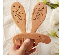 Set Di Spazzole E Pettini Per Neonati In Legno Personalizzati, Spazzola Per Capelli Con Incisione Personalizzata Con Nome Per Neonati, Regalo Per Baby Shower