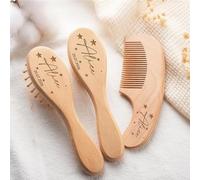 Set Di Spazzole E Pettini Per Neonati Personalizzati, Spazzola Per Capelli Per Neonati In Legno Incisa Personalizzata Con Nome, Regalo Ricordo Per Neonato, Nuovo Genitore | Style A