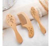 Set Di Spazzole E Pettini Personalizzati Per Neonati Con Nome Inciso, Spazzola Per Capelli In Legno Personalizzata, Regalo Ricordo Per Neonato, Regalo Per La Nuova Mamma
