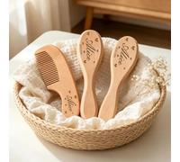 Set Di Spazzole E Pettini Personalizzati Per Neonati, Spazzola Per Capelli In Legno Con Nome Personalizzato Inciso, Regali Per I Nuovi Genitori
