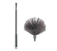 Set di spazzole in microfibra con manico estensibile, strumento per la pulizia della casa, setole morbide, trappola per la polvere, asta regolabile in acciaio inox, design pieghevole, leggero, 2 pezzi