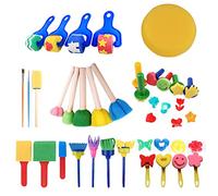 Set di Spazzole in Spugna per Bambini Set di Pennelli per Bambini Spugne da Disegno per Bambini Paint Spugne per Bambini Spugna Pennelli Kit da Disegno in Spugne da Pittura Kit per Bambini 30 Pezzi