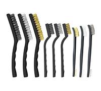 Set di Spazzole Metalliche - Spazzola in Ottone Inox Metallica Nylon Manico in Plastica - Spazzola Antigraffio per Saldatura, Scorie e Ruggine (9 Pezzi)