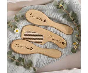 Set Di Spazzole Per Bambini Personalizzato, Spazzola/pettine In Legno Personalizzato, Icone E Caratteri Opzionali, Regalo Per Neonato