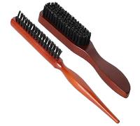 Set di spazzole per barba e capelli con setola di cinghiale da 2 pezzi, spazzole con setole con manico in legno per la cura dei capelli di qualità da salone, per donne e uomini