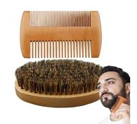 Set di spazzole per barba, in legno, con setole di cinghiale, pettine per baffi, set di spazzole da barba, accessorio da viaggio per la toelettatura di barbieri quotidiani a casa, dopo la doccia