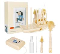 Set di spazzole per biberon 10 in 1 portatile - senza BPA, set completo per la pulizia delle bottiglie con spazzola in silicone, dispenser di sapone e supporto per asciugatura, ideale per la casa