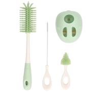 Set di spazzole per bottiglie di latte, multiuso, in silicone, manico ergonomico, risparmio di manodopera, professionale, per cannuccia (manico dritto verde)