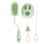 Set di spazzole per bottiglie di latte, multiuso, in silicone, manico ergonomico, risparmio di manodopera, professionale, per cannuccia (verde girevole)