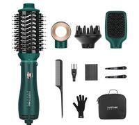 Set di spazzole per capelli 4 in 1, spazzola ad aria calda One Step | Airstyler con Diffusore per Asciugatura, Lisciamento, Volume e Styling, 3 Temperature, Ceramica, Verde