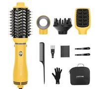 Set di spazzole per capelli 4 in 1, spazzola ad aria calda One Step | Airstyler con Diffusore per Asciugatura, Lisciamento, Volume e Styling, 3 Temperature, Ceramica, Giallo