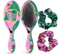 Set di spazzole per capelli e 2 elastici per ragazze, con setole morbide per donne e ragazze, spazzola ideale per tutti i tipi di capelli, capelli bagnati, secchi e danneggiati, adulti e bambini