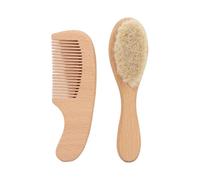 Set di spazzole per capelli in legno con morbide setole di capra per neonati, spazzola essenziale per capelli e pettine, per neonati