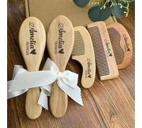 Set Di Spazzole Per Capelli Per Bambini Inciso Personalizzato, Regalo Per Baby Shower, Pettine Per Capelli In Legno, Set Per Toelettatura Con Nome Neonato Personalizzata(5Pcs)