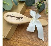 Set Di Spazzole Per Capelli Per Bambini Inciso Personalizzato, Regalo Per Baby Shower, Pettine Per Capelli In Legno, Set Per Toelettatura Con Nome Neonato Personalizzata(Wool brush)