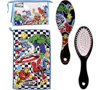 Set di spazzole per capelli per bambini Marvel Avengers con asciugamano e custodia trasparente - Borsa per la cura personale Avengers e accessori originali dei supereroi