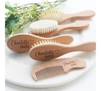 Set di spazzole per capelli personalizzate per bambini, set di spazzole e pettini per bambini in legno con incisione personalizzata, ricordo per neonati, regalo per bambini, baby shower