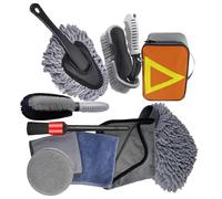Set di spazzole per dettagli auto VeVaad con contenitore, kit di spazzole per lavaggio auto, kit di pulizia universale per auto, kit di lavaggio auto, 10 pezzi