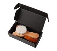 Set di spazzole per il bagno e pettine con setole morbide in lana, delicata cura dei capelli, componenti in legno sicuro, leggero, da viaggio per neonati, regalo per neonati