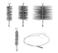 Set di spazzole per spazzacamini, set di 4 spazzole per camini, spazzola per tubi di stufe, pulizia tubi e rimozione ruggine 30 mm 50 mm 80 mm 150 mm spazzola per stufe con filo d'acciaio da 1 m spazz