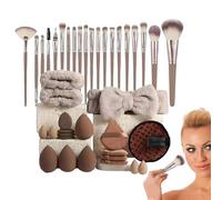 Set Di Spazzole Per Trucco: Set Di Strumenti Di Pennelli Di Base Professionali Da 40 Pezzi Con Applicatori Di Trucco, Spugne, Cerchietto E Borsa Da Viaggio | Per Il Trucco Po