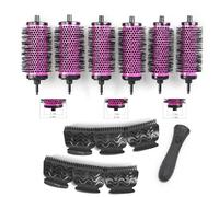 Set di spazzole rotonde per capelli con fusti staccabili, 6 barili, 1 manico, 6 clip, piccolo, medio, grande, BT091, viola e nero
