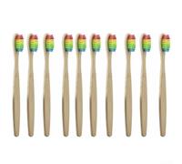 Set di spazzolini da denti 10 pezzi, set da 10 pezzi, colore naturale | Materiale sostenibile, maniglia, scelta, riduce i rifiuti di plastica, aspetto naturale